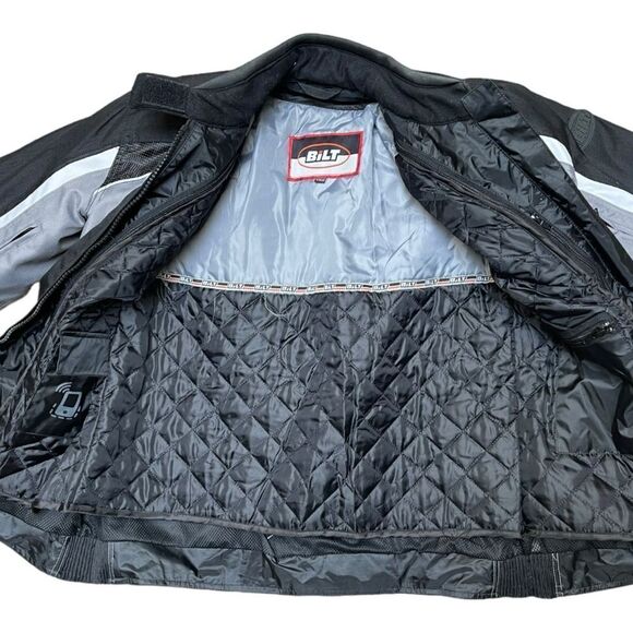 Bilt Cycling Wear Motorcycle Jacket Size M Gray Black Waterproof EUC Protection - Picture 3 of 10